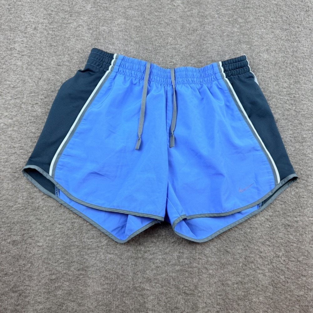 Nike Dri-FIT Running Shorts Women's XS Blue‎ Grey Mesh Athletic Training Workout